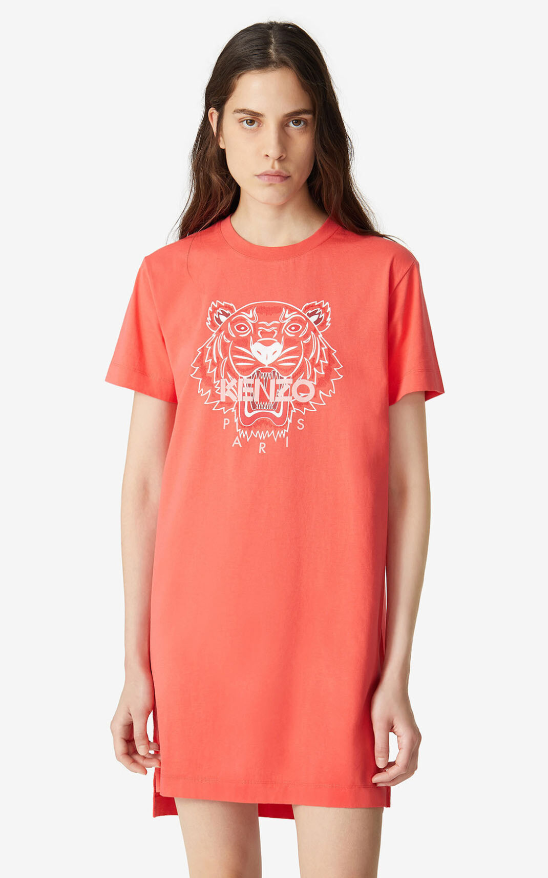 Kenzo Tiger-motif T-shirt Dress In Red