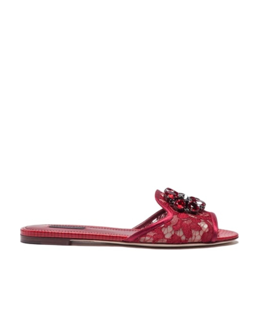 Dolce & Gabbana Bianca Gemstone Cluster Sandals In Multicolor