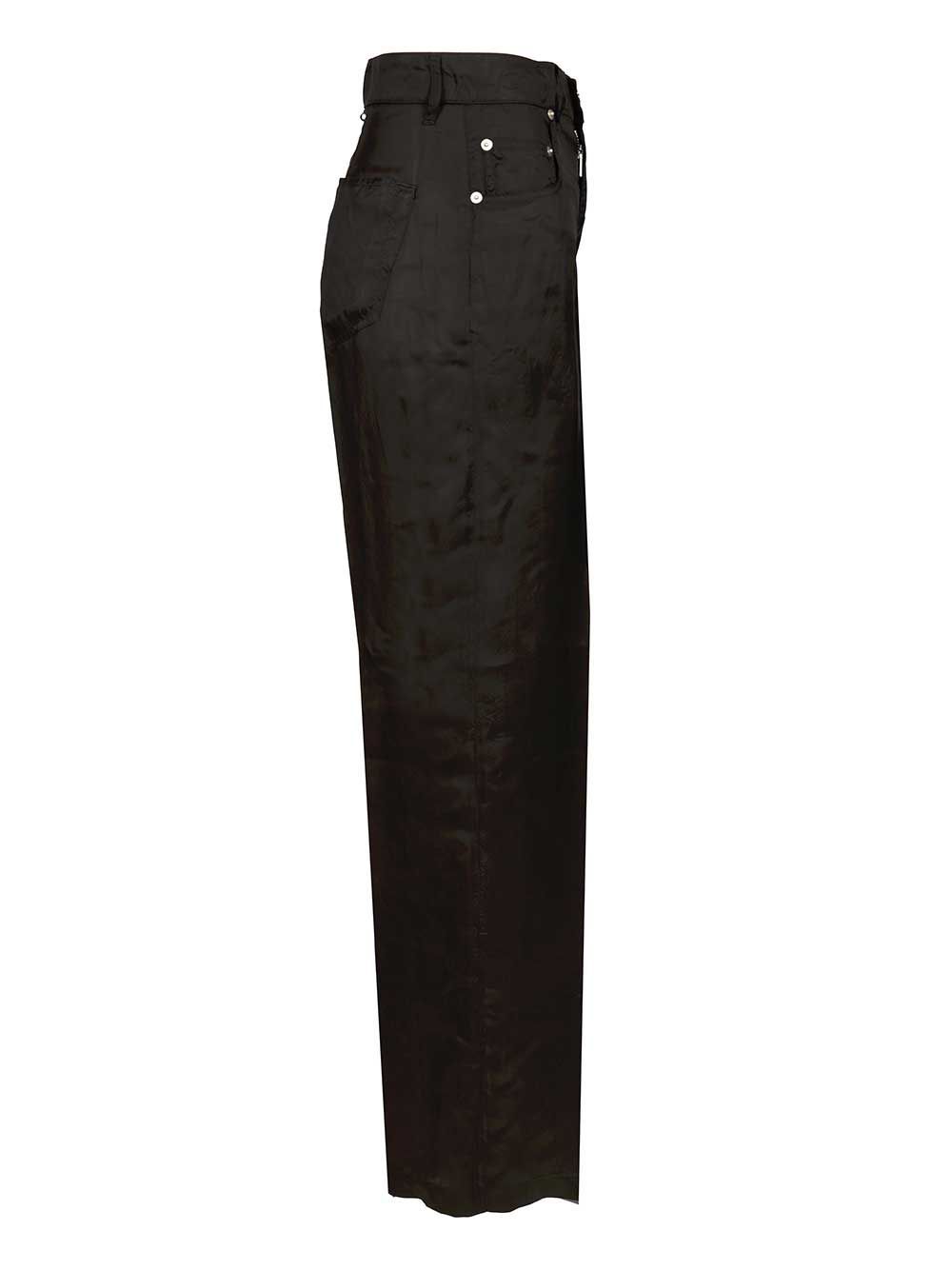 Rick Owens Geth Jeans In Fluid Cupro Twill Trousers Black In Black