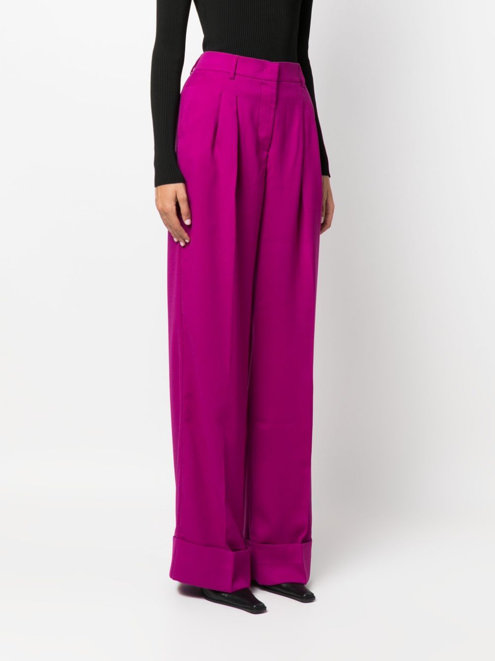 The Andamane Wide-leg Flared Trousers In Purple