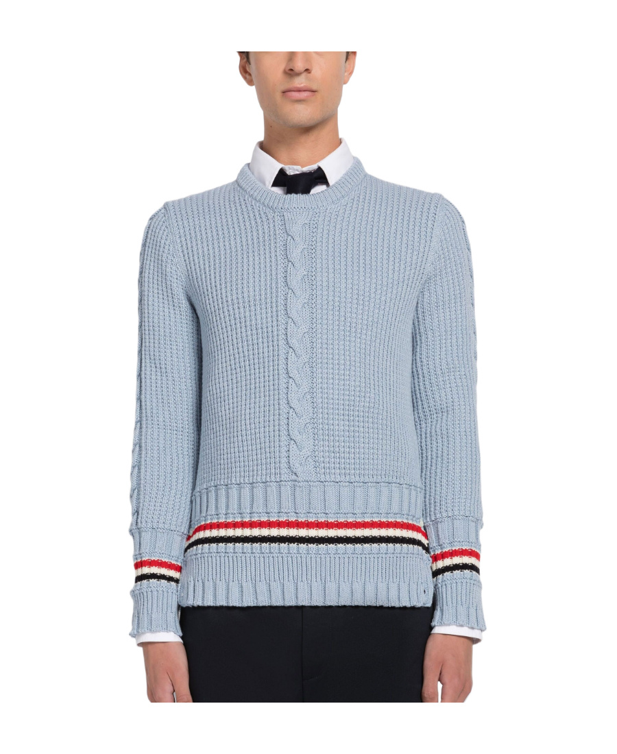 Thom Browne Stripe-detail Wool Cardigan In Blue