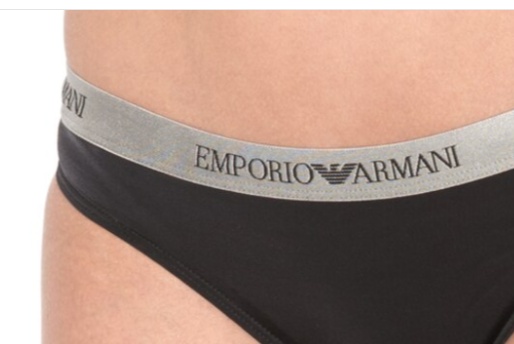 Emporio Armani Logo Detail Panties In Black