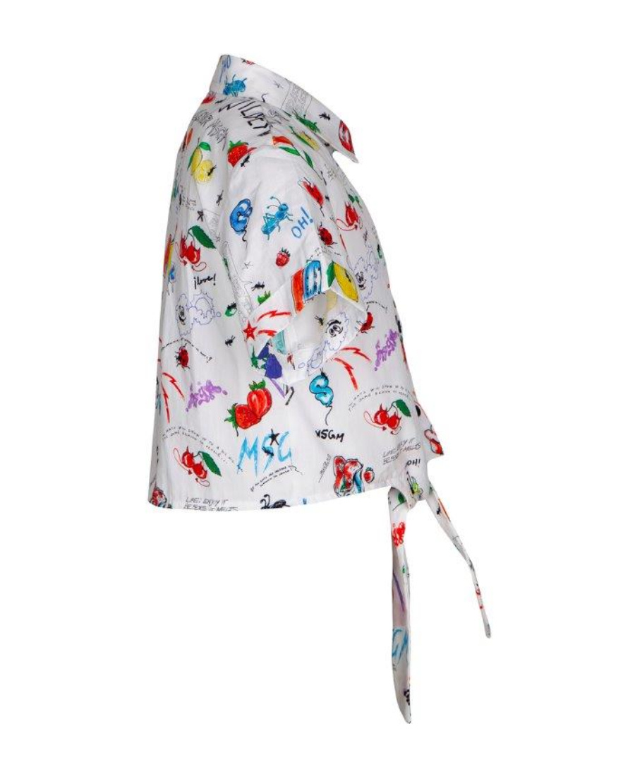 Shop Msgm A Short Sleeved Shirt In White