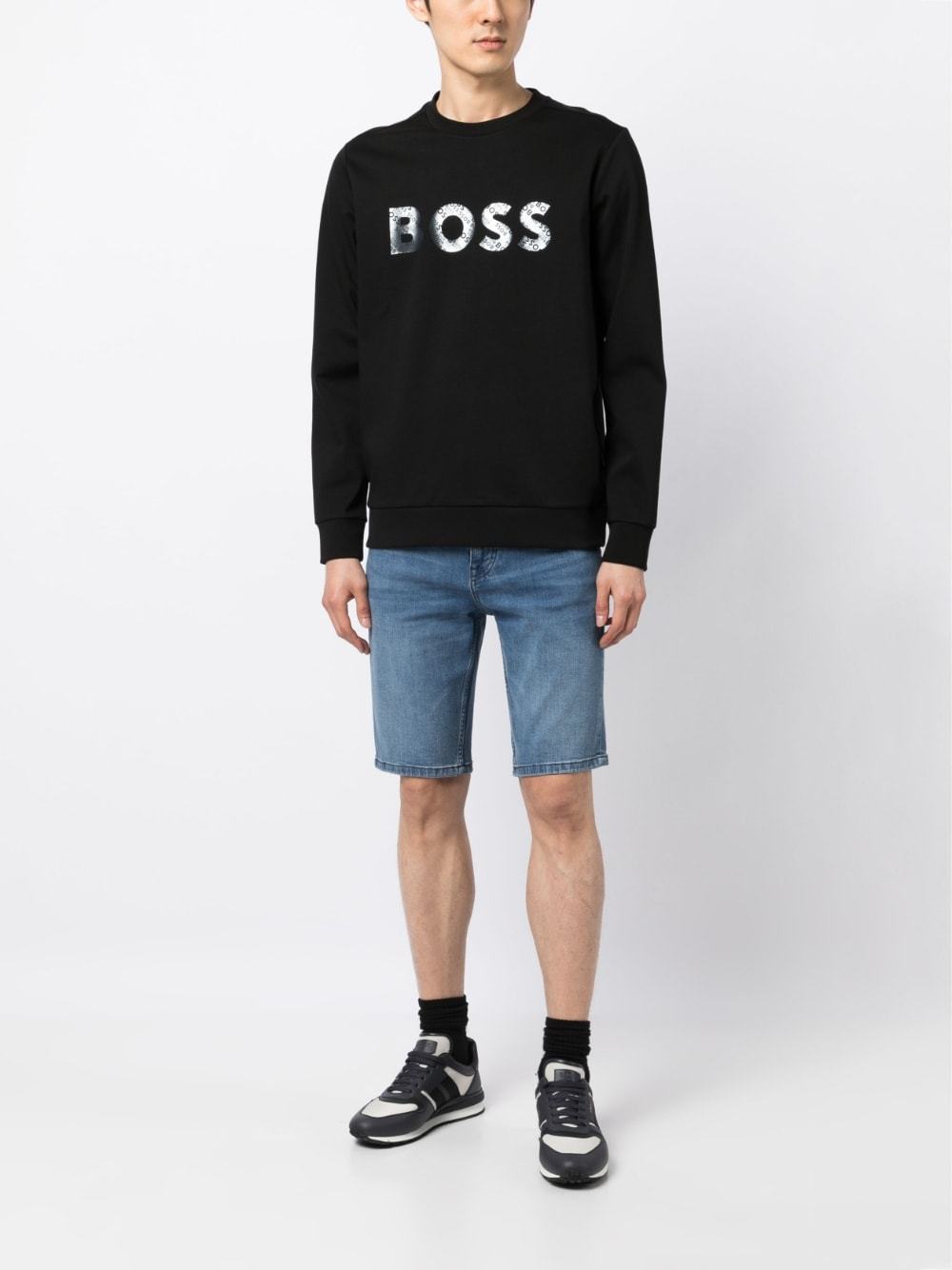 HUGO BOSS LOGO-PATCH LONG-SLEEVED COTTON SWEATSHIRT