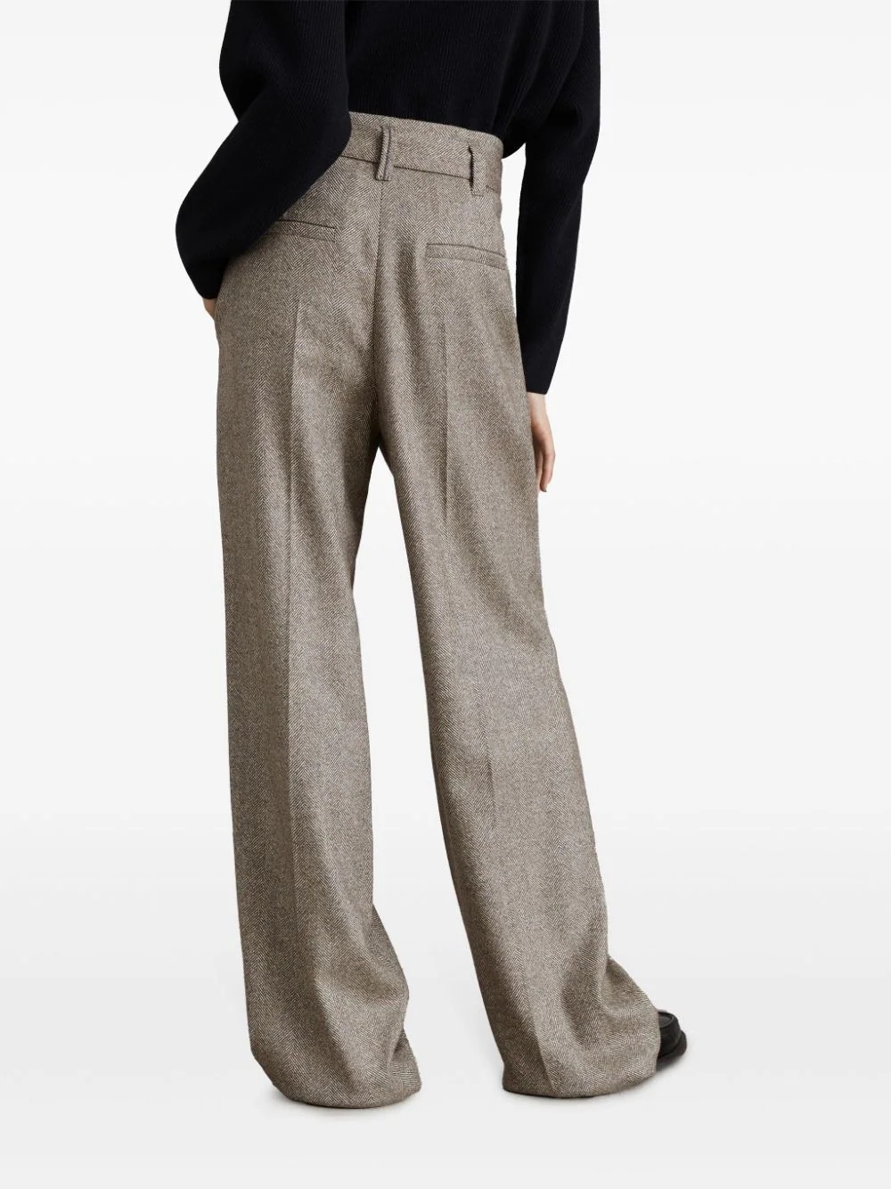 Brunello Cucinelli Herringbone-pattern Pressed-crease Trousers In Gray