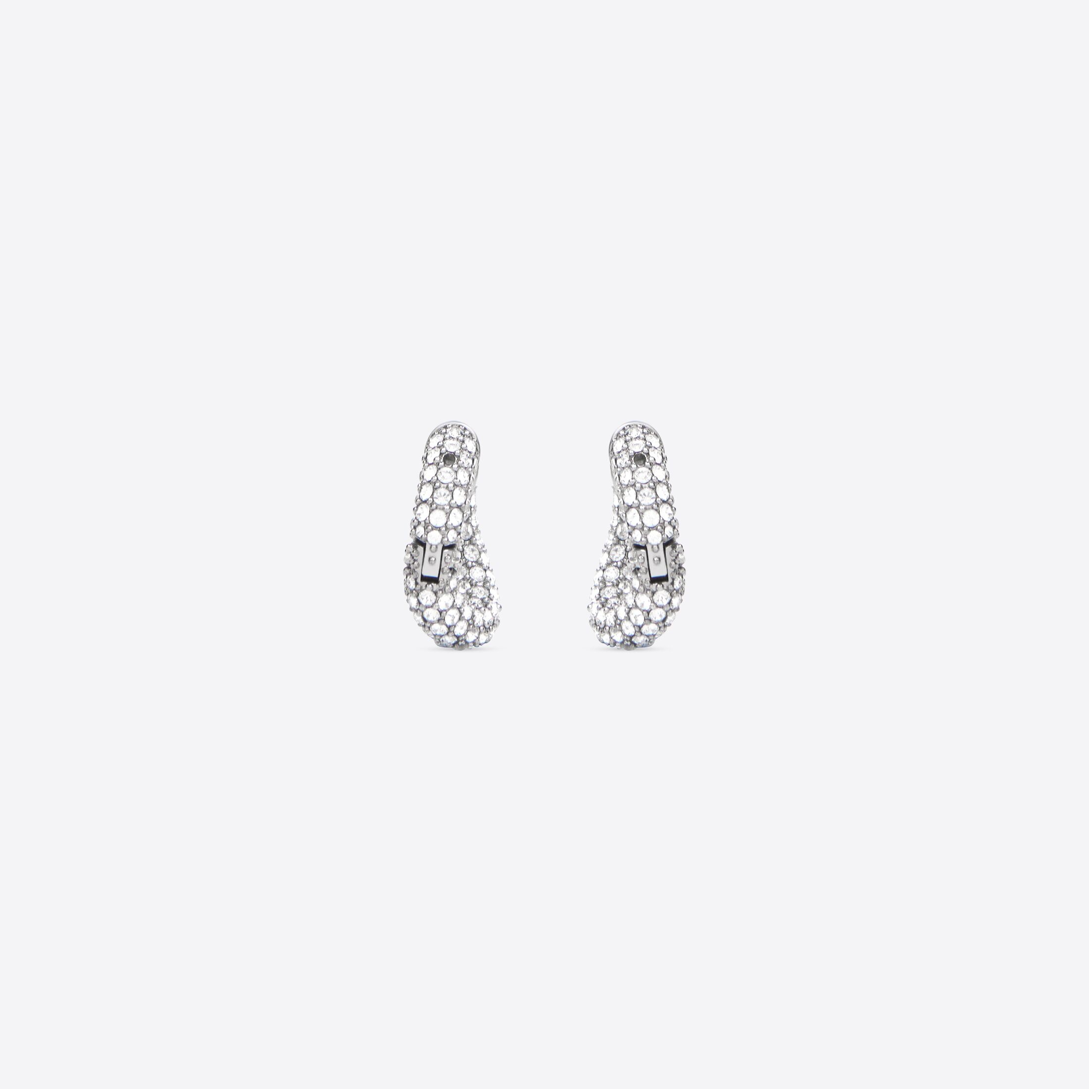 Balenciaga Loop Xxs Rhinestone-embellished Earrings In White