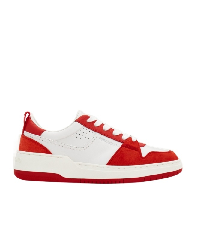 Ferragamo Panelled Leather Sneakers In White