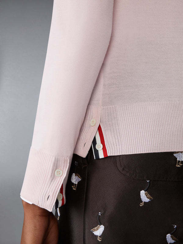Thom Browne Relaxed Fit V Neck Cardigan With 4 Bar Stripe