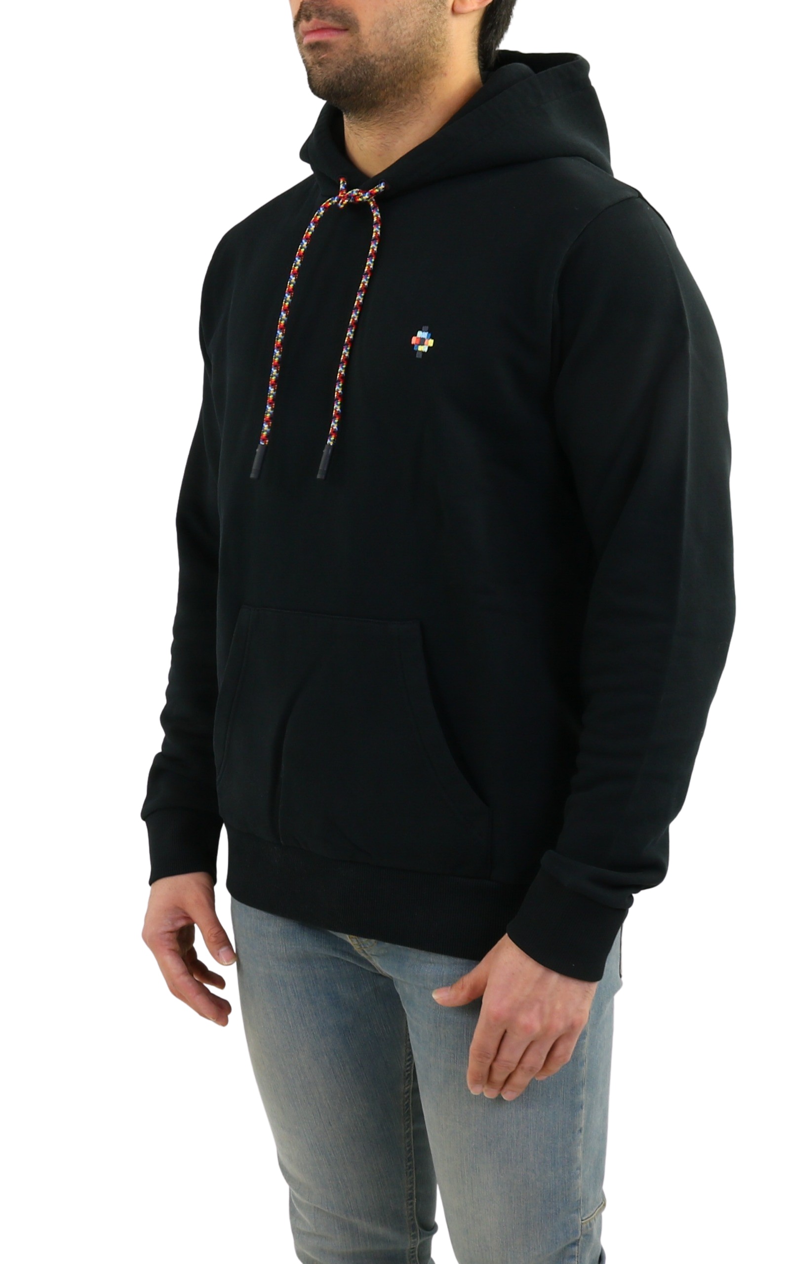 Marcelo Burlon County Of Milan Embroidered Cross Drawstring Hoodie In Black