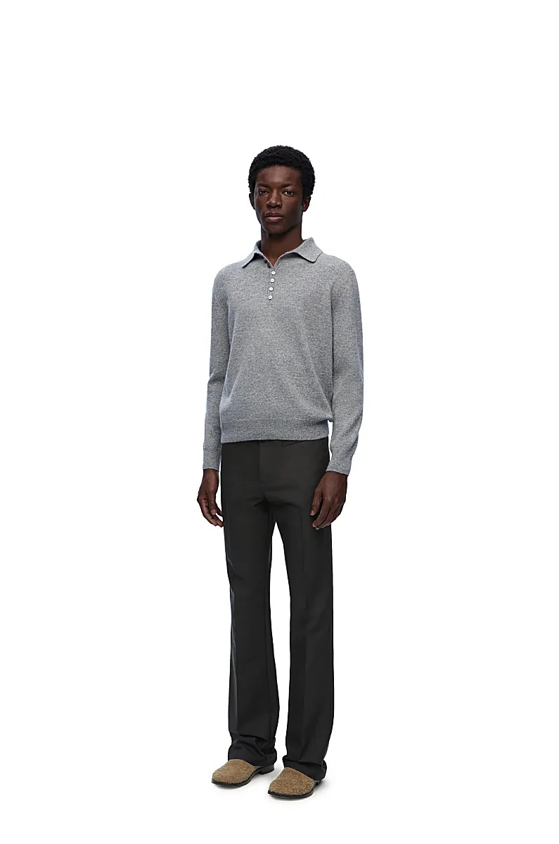 Loewe Cashmere Lapel Sweater In Gray