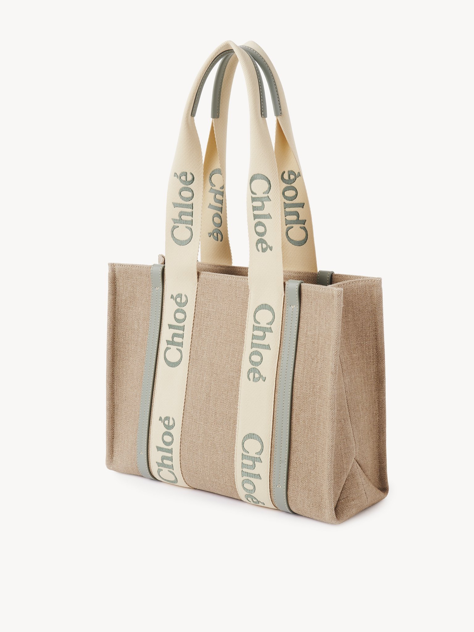 Chloé Woody Tote Bag In Linen
