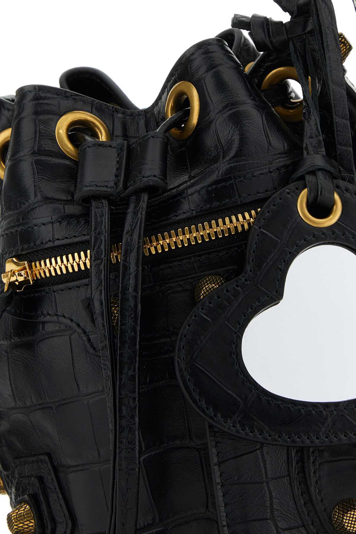 Balenciaga ‘le Cagole Xs' Strass Studded Croc-effect Leather Bucket Bag In Black