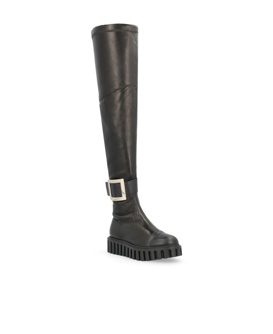Roger Vivier Thick-soled Boots With Black Logo In Black
