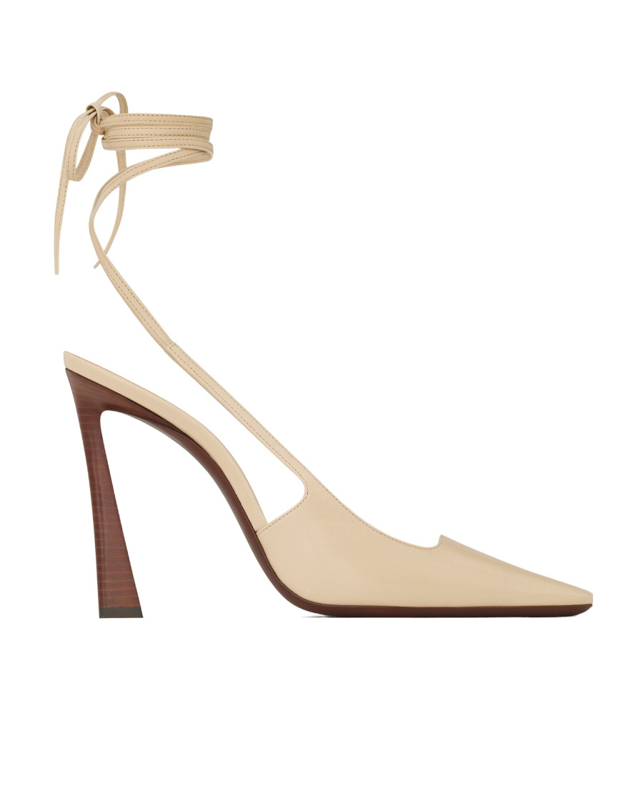 Saint Laurent Blade 105 Slingback Pumps In Nude