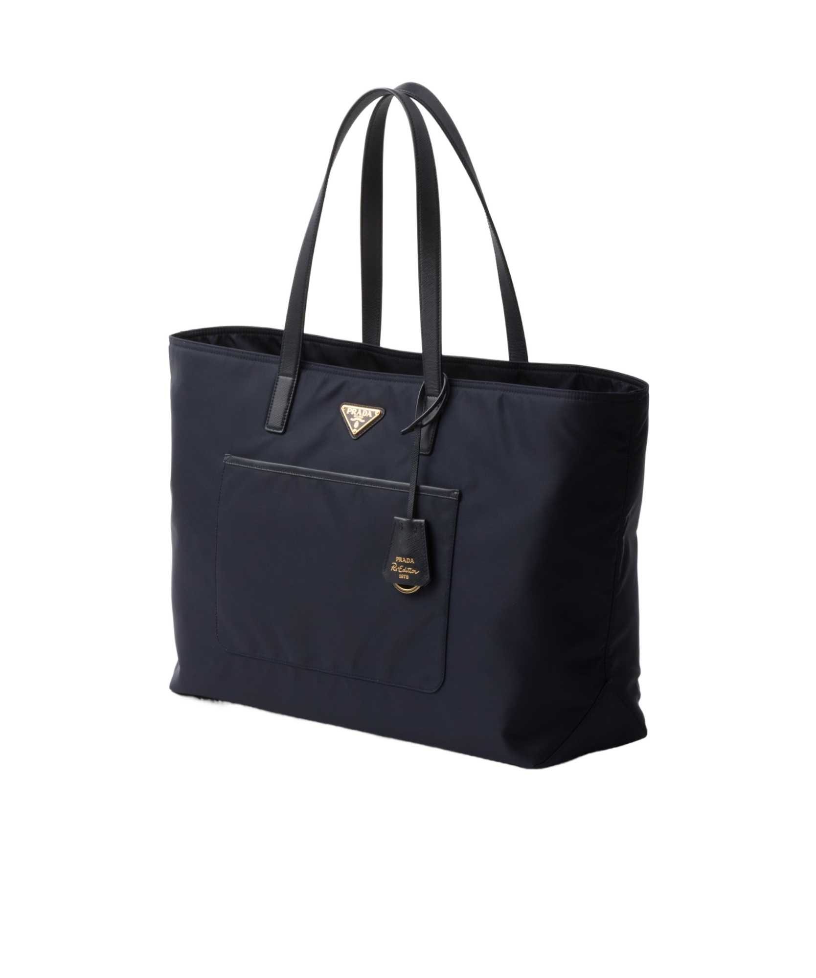 Prada Large Re-edition 1978 Shopping Bag With Front Pocket In Blue