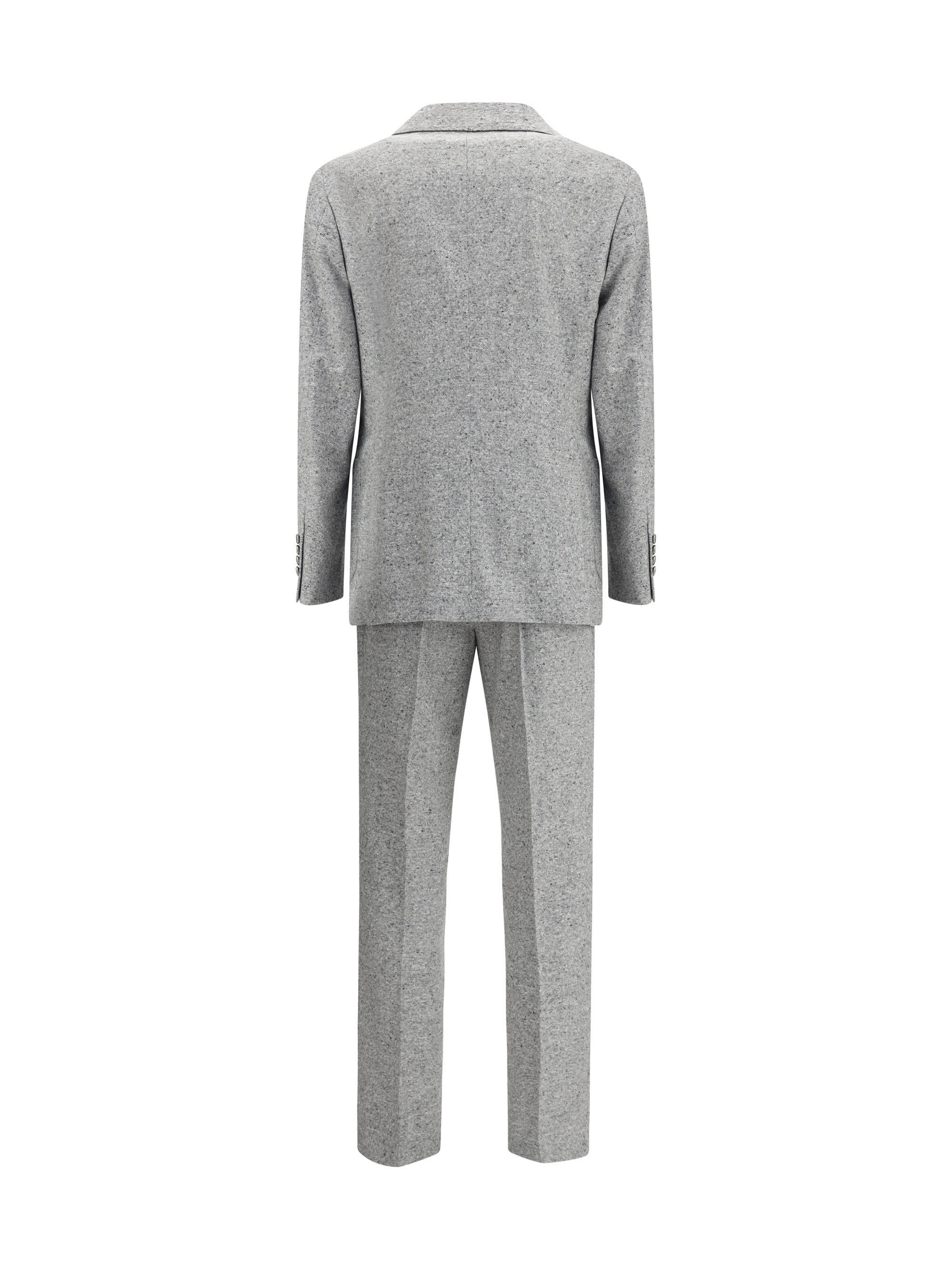 Brunello Cucinelli Men Wool And Cashmere Buttoned Grisaille Suit In Gray