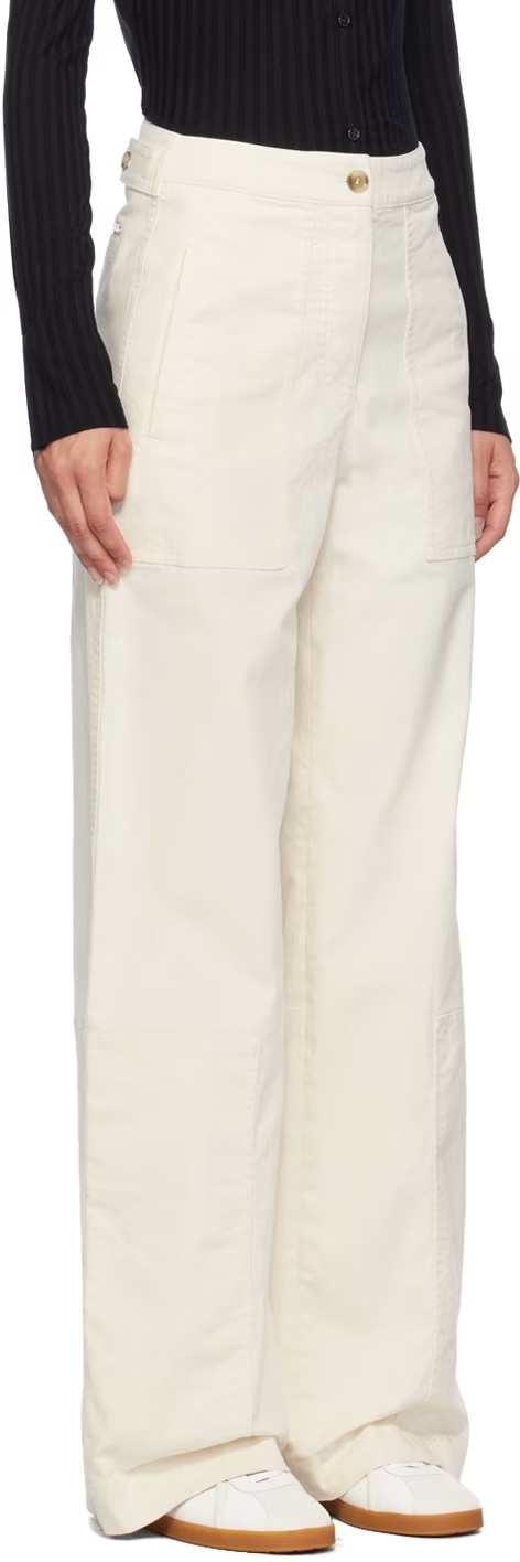 Hugo Boss Off-white Regular-fit Trousers In Off White