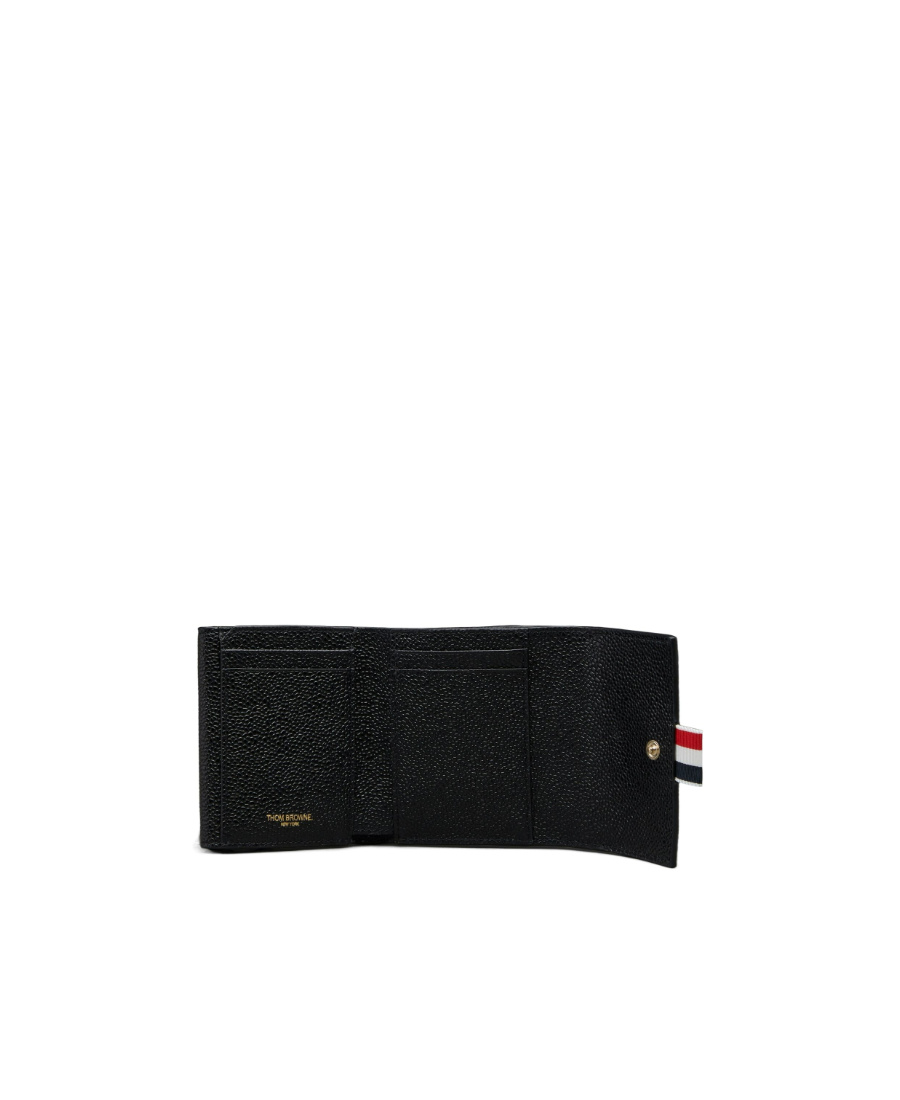 Thom Browne Rwb Stripe Folded Wallet In Black