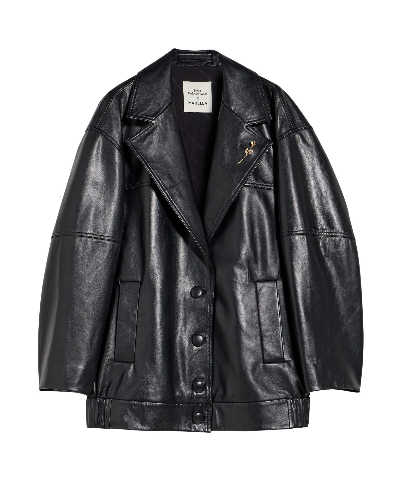 Shop Marella Bomber Leather Jacket In Black