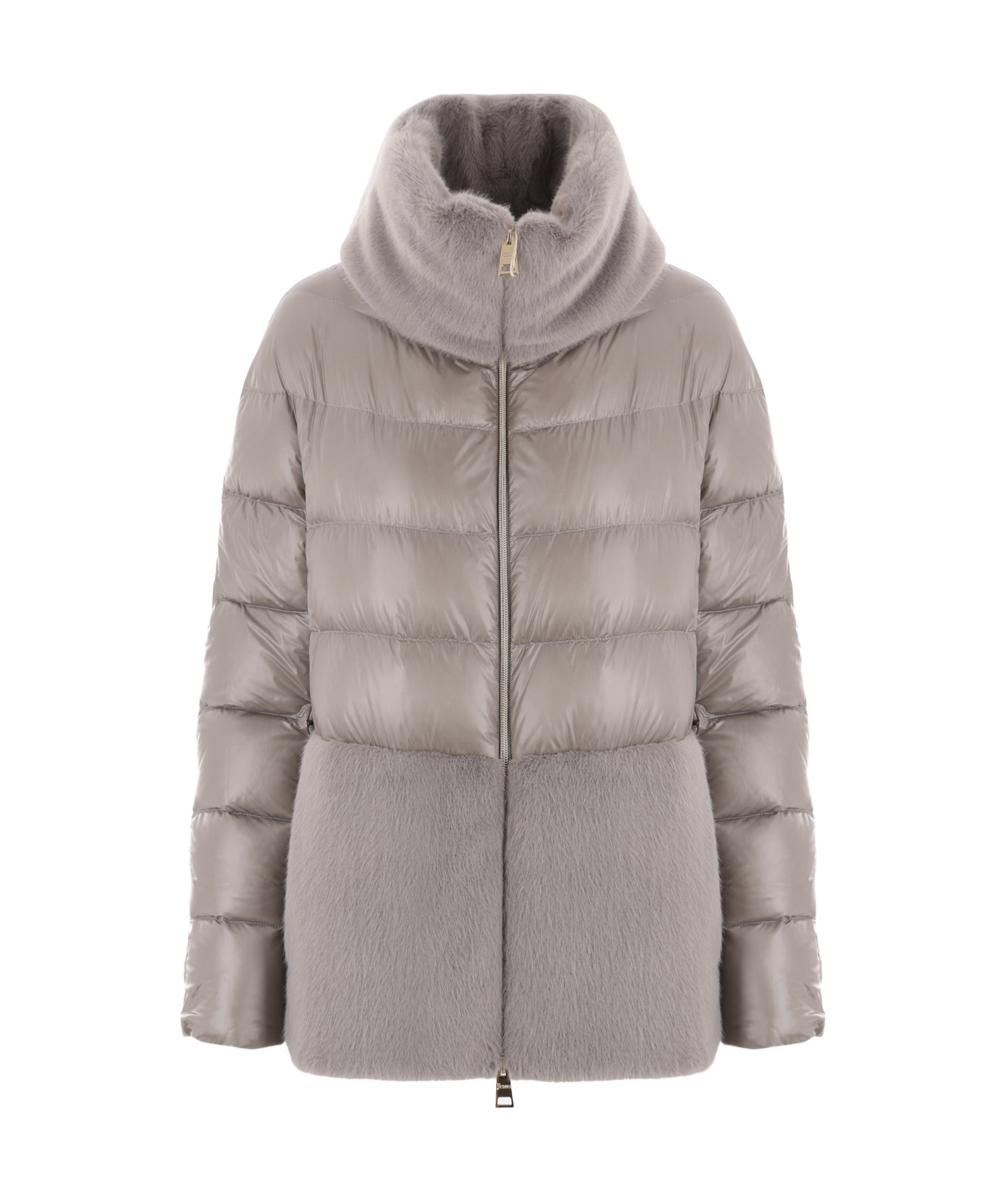 Herno Down Jacket With Ecological Fur In Gray
