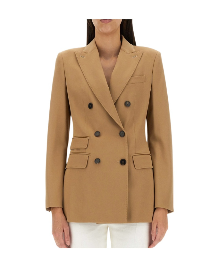 Max Mara Doublebreasted Longsleeved Blazer In Brown
