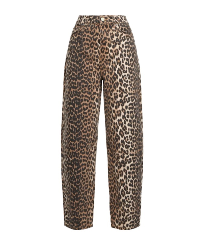 Ganni Leopard Print Barrel Jeans