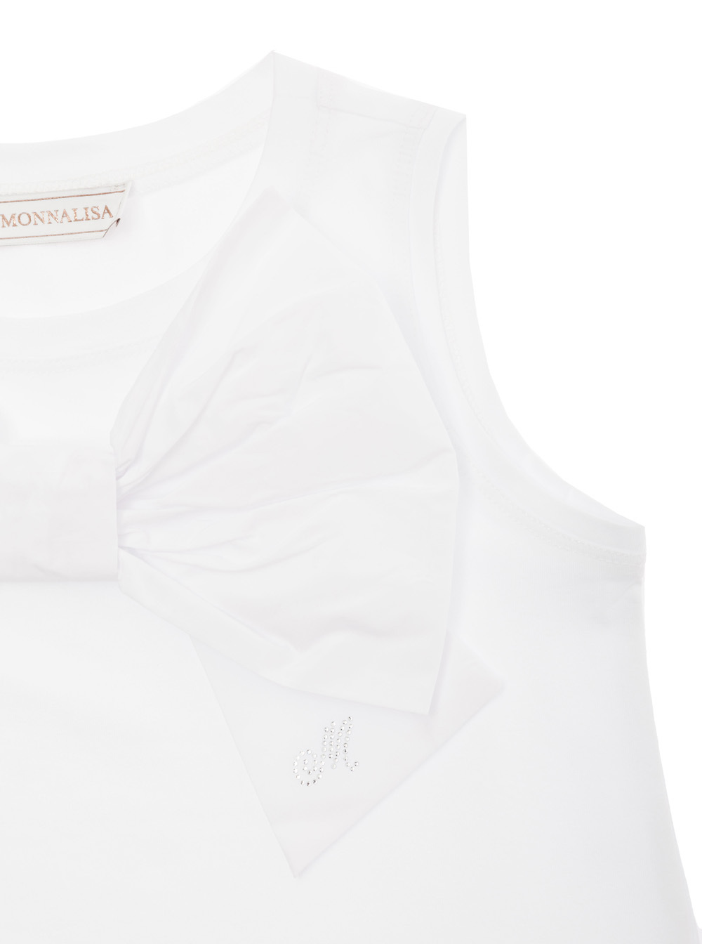 Monnalisa Oversized-bow Sleeveless Top In White