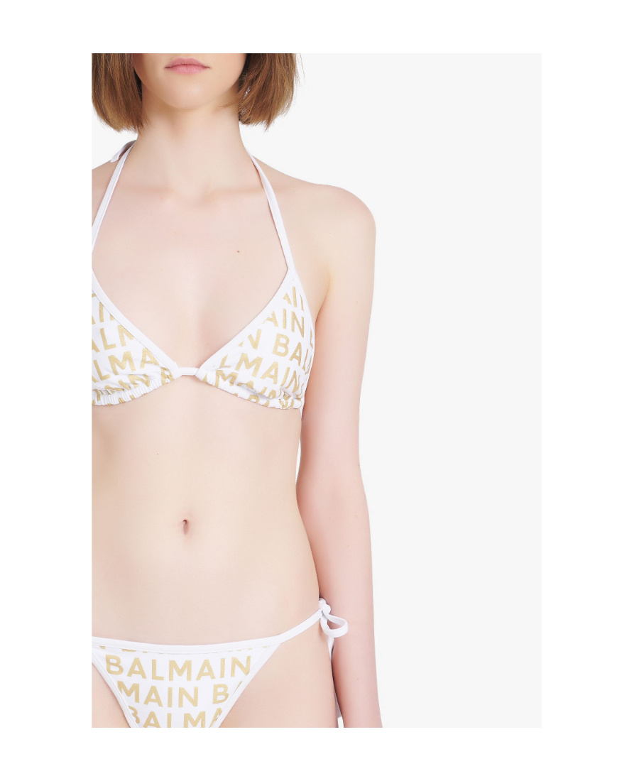 Balmain Triangle Bra Bikini In White