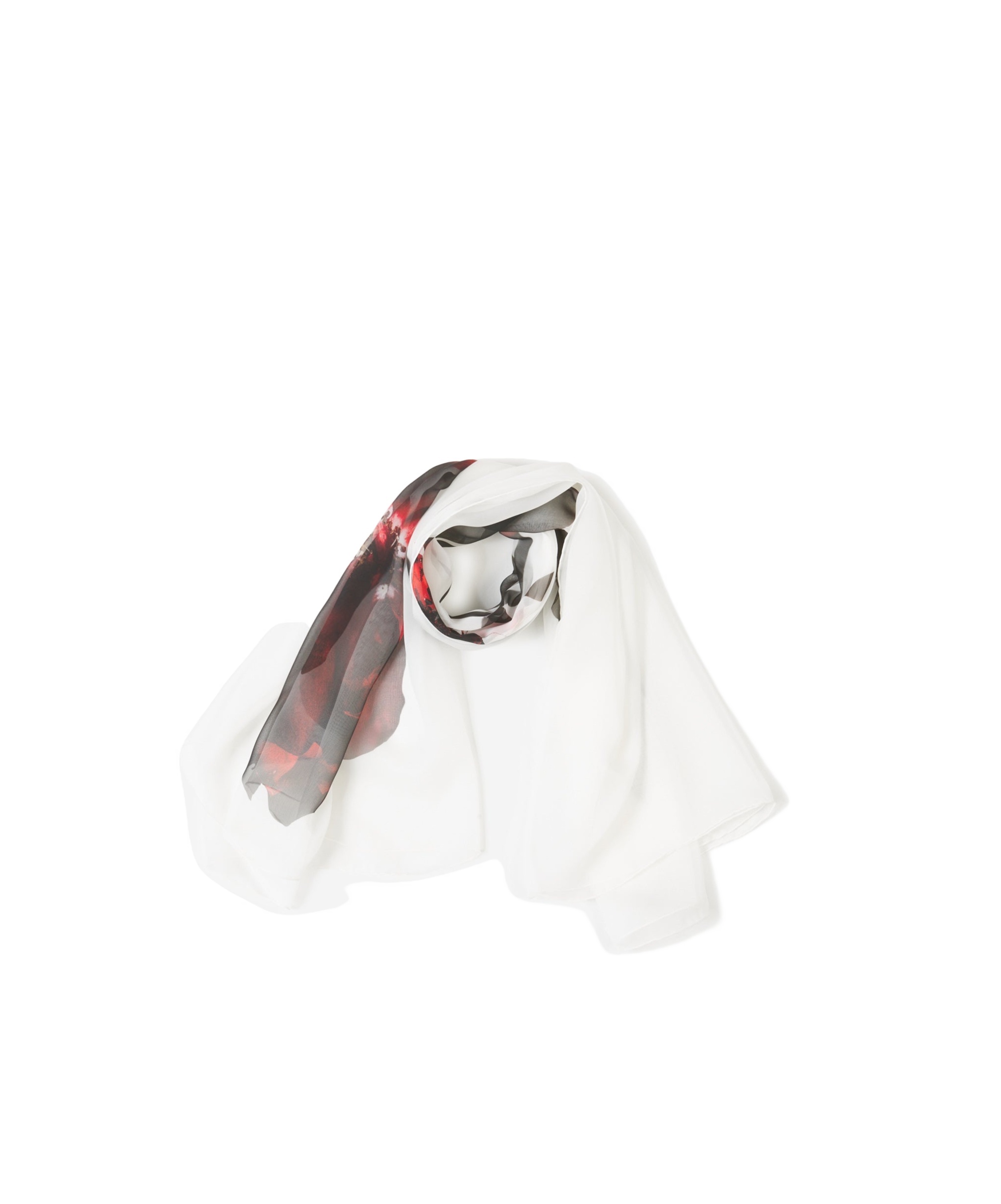 Alexander Mcqueen Shadow Rose Scarf In White