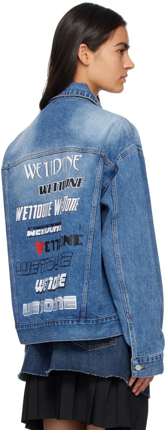 We11 Done Graphic-print Denim Jacket In Blue