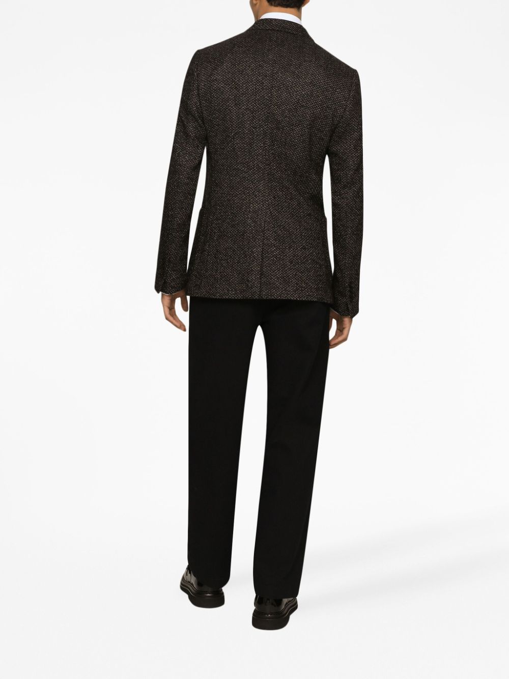 Dolce & Gabbana Dark Grey Tweed Single Breasted Jacket In Black