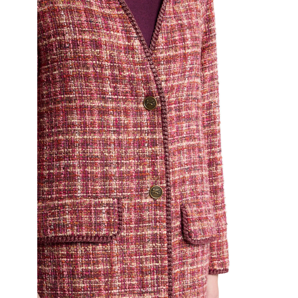 Etro Checked Cotton And Wool-blend Coat In Red