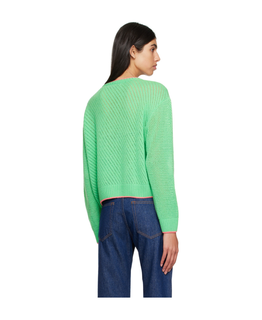 Msgm Green Button Cardigan In Green