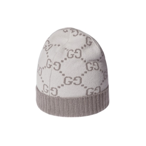 Gucci Gg Cashmere Jacquard Hat In Gray