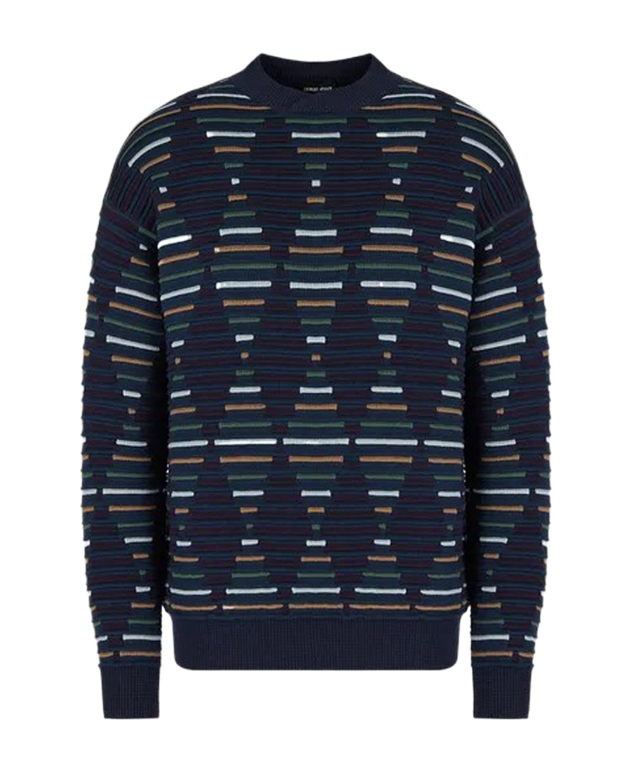 Giorgio Armani Man Sweater Navy Size 46 Virgin Wool In Black