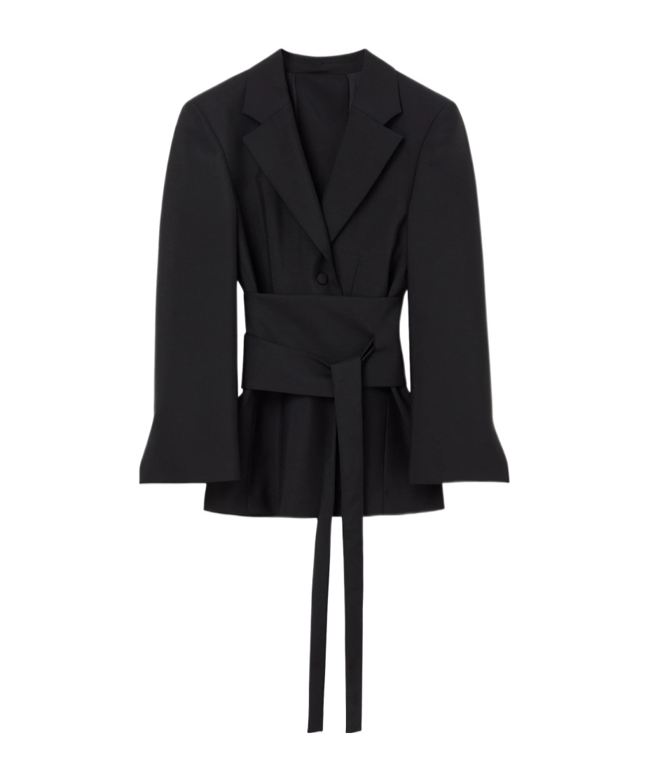 Rohe Belted Wide-sleeve Blazer In Black