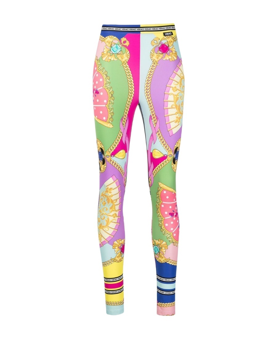 Versace All-over Graphic-print Leggings In Multicolor