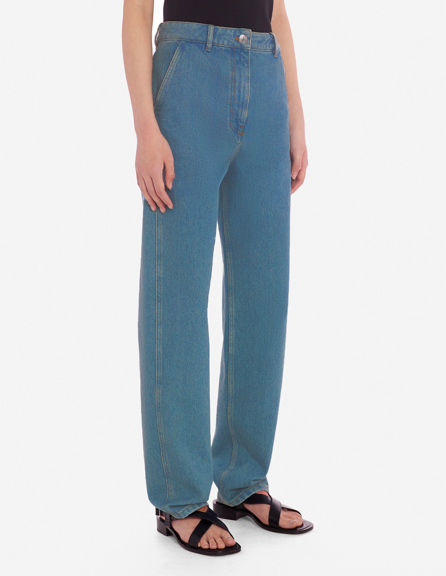 Shop Maison Kitsuné Belt-loop Jeans In Blue