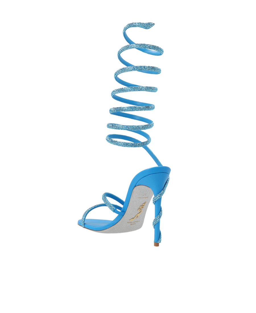 René Caovilla Rene' Caovilla Crystal Embellished Heel Sandals In Blue
