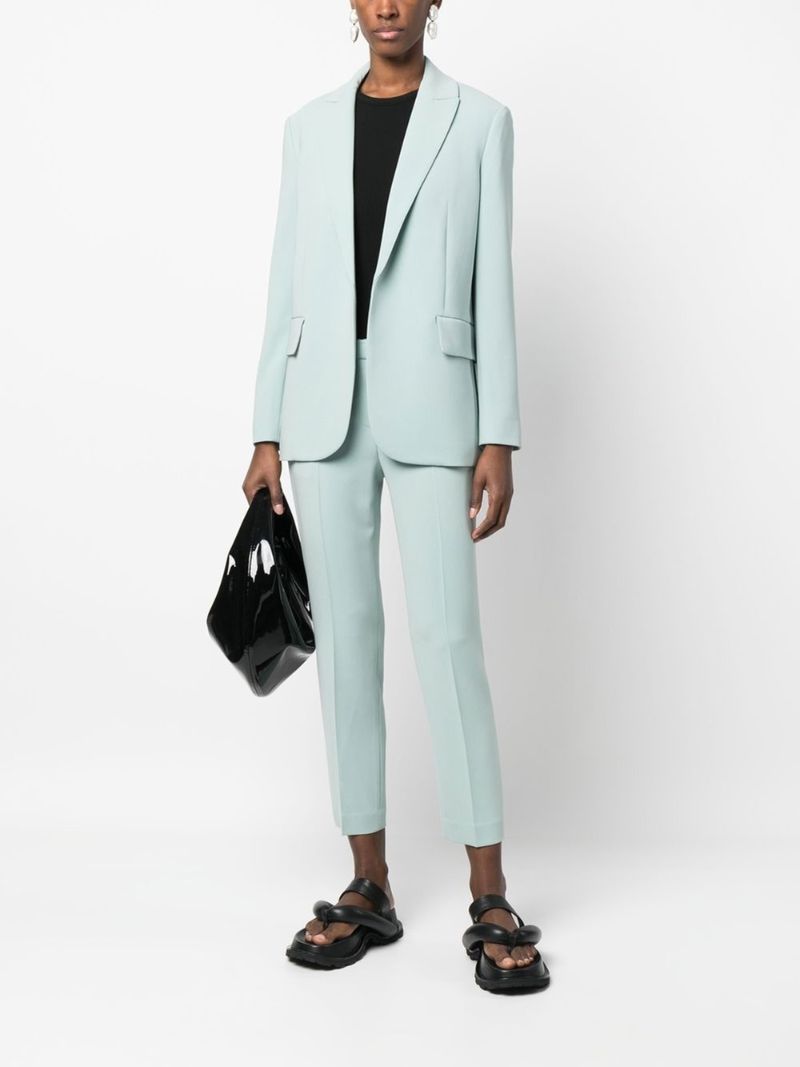 Theory Tapered Cropped Trousers In Green