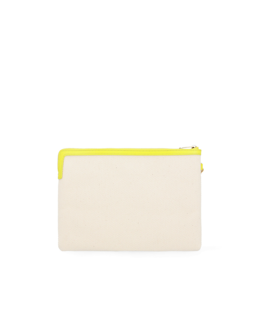 Celine Small Fabric And Cowhide Lace Hand Bag In White