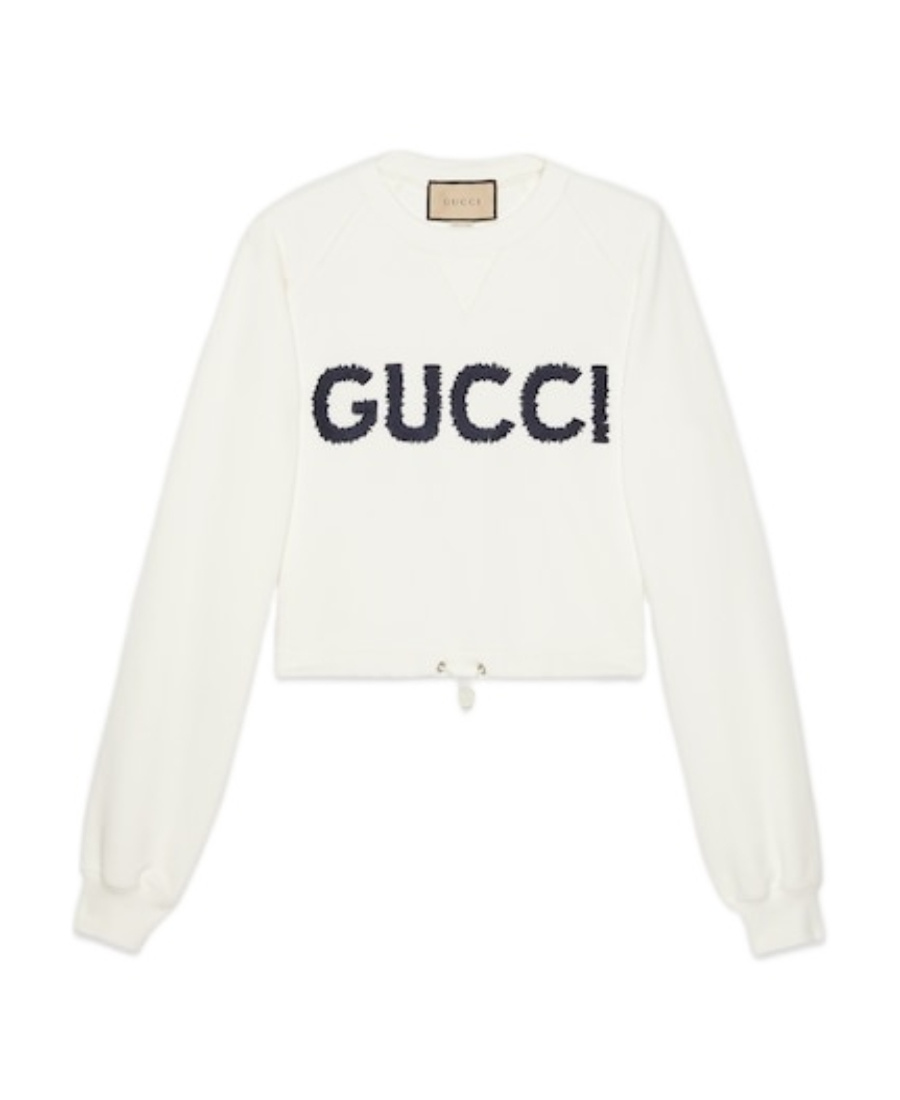 Gucci Logo-embroidery Cotton Sweatshirt In Nude