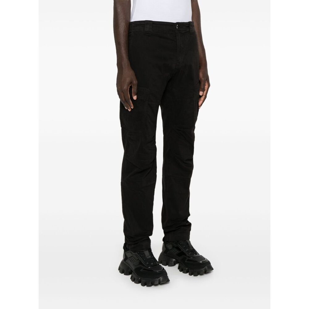 C.p. Company Lens Tapered-leg Cargo Trousers In Black