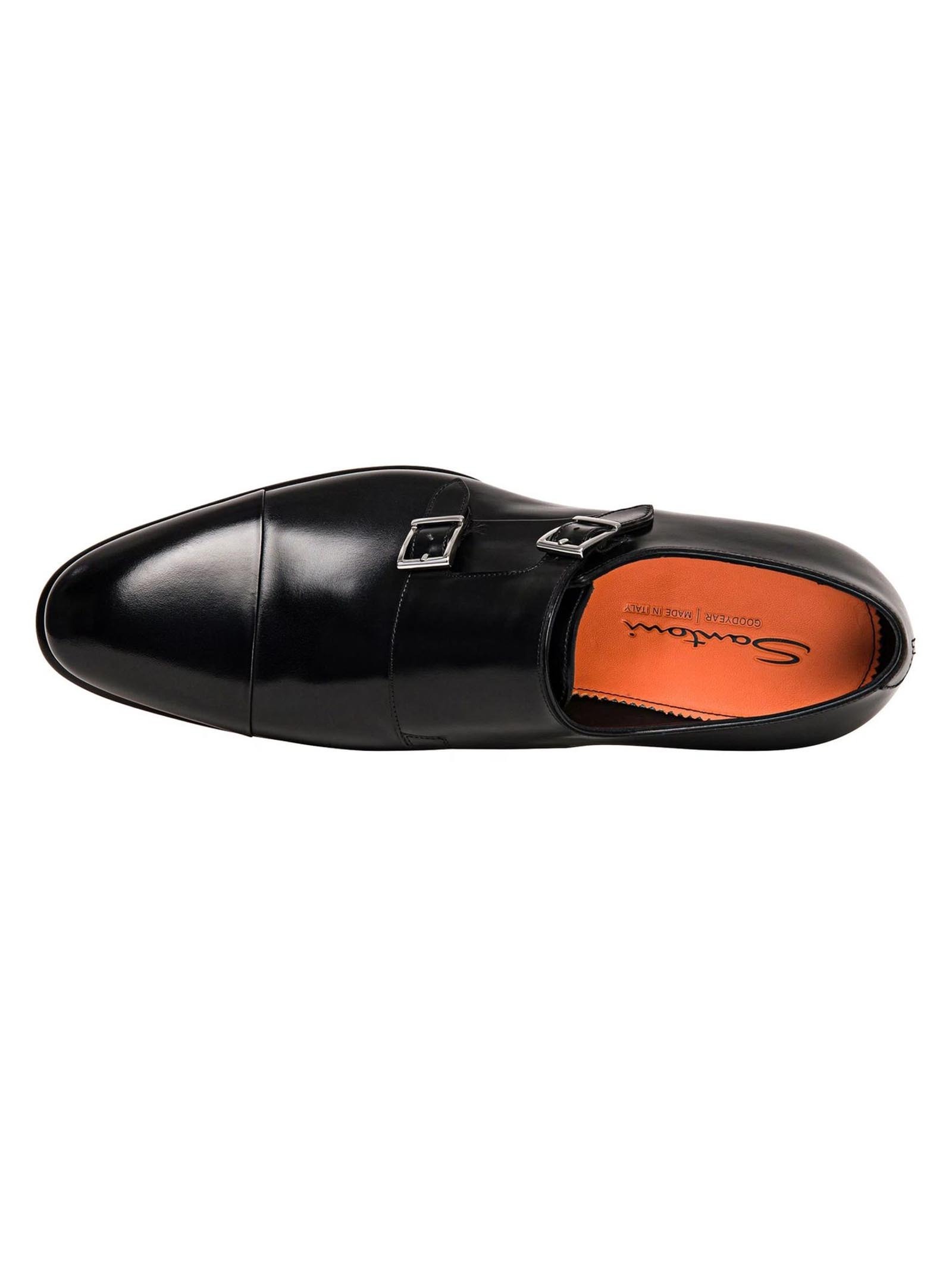 Santoni Ira Double Monk Strap Shoe In Black