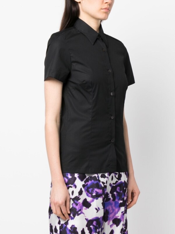 Shop Dries Van Noten Lapel Short-sleeved Shirt In Black