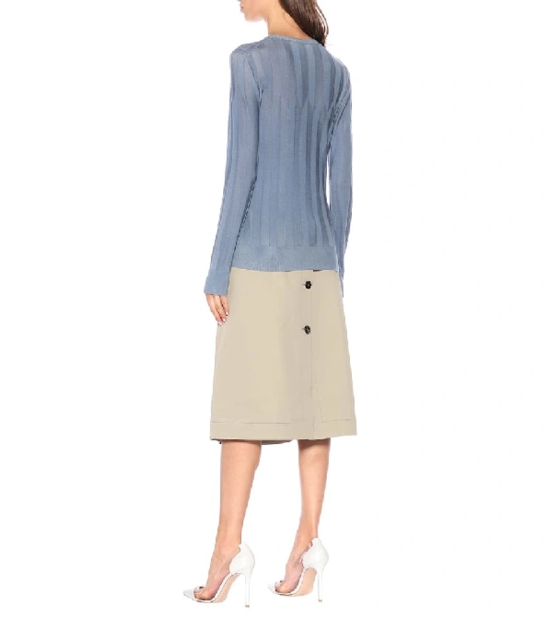 Bottega Veneta Long-sleeved Round-neck Sweater In Blue