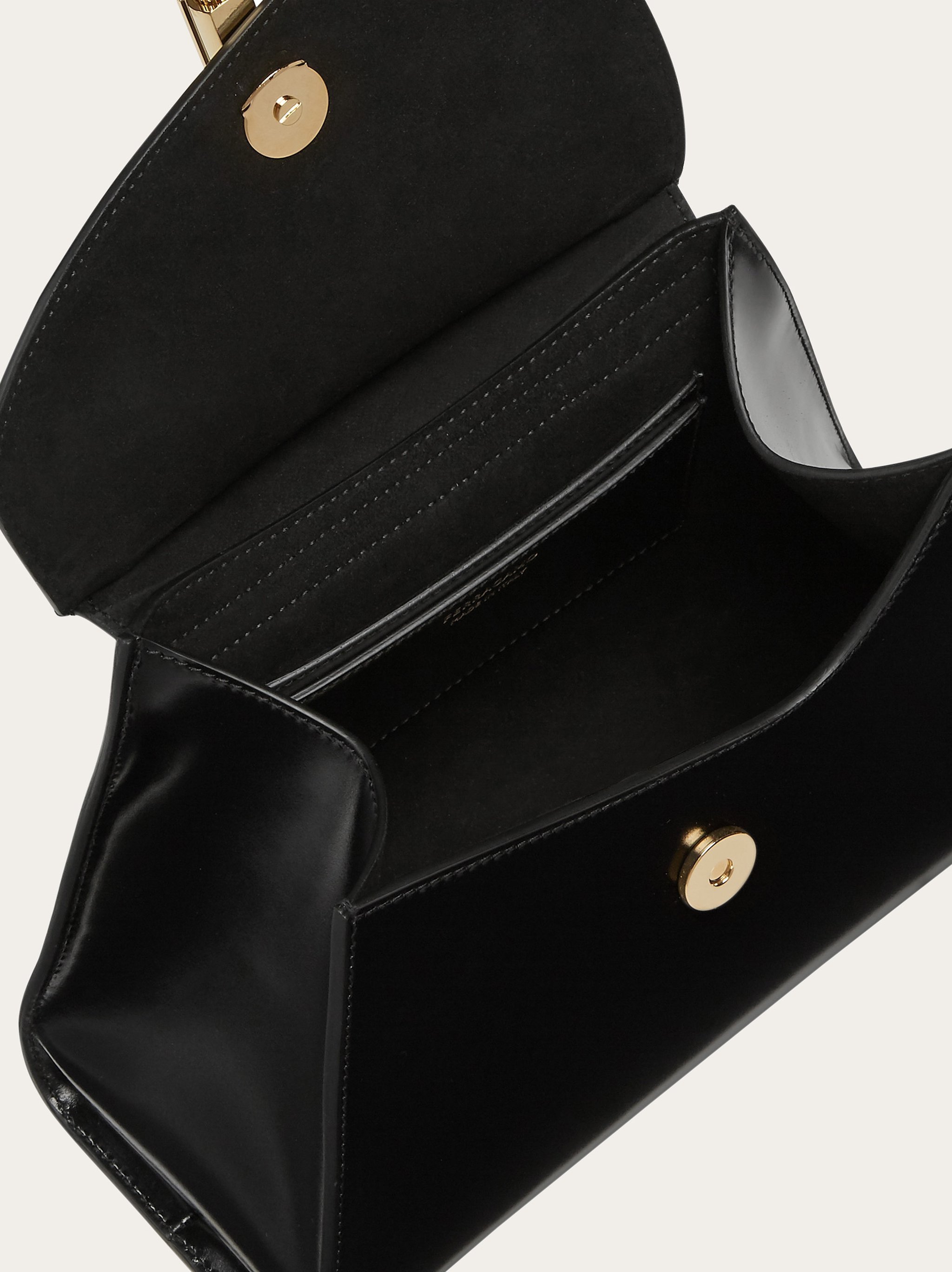 Ferragamo Salvatore Geometric Top Handle Bag In Black