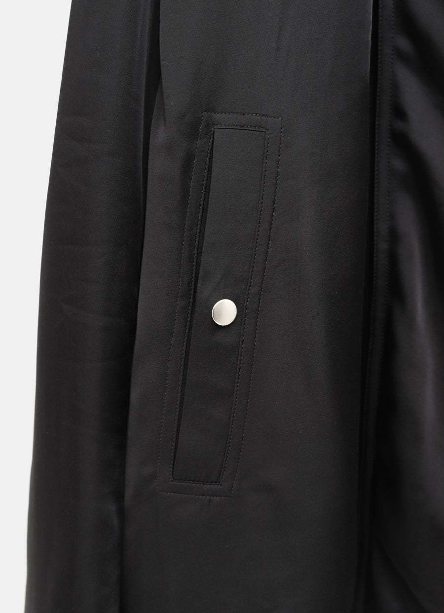 Rick Owens Anthem Jacket With Rounded Funnel Neck And Off-centre Zipper In Black