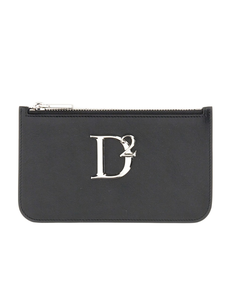 Dsquared2 Logo-plaque Leather Purse In Black
