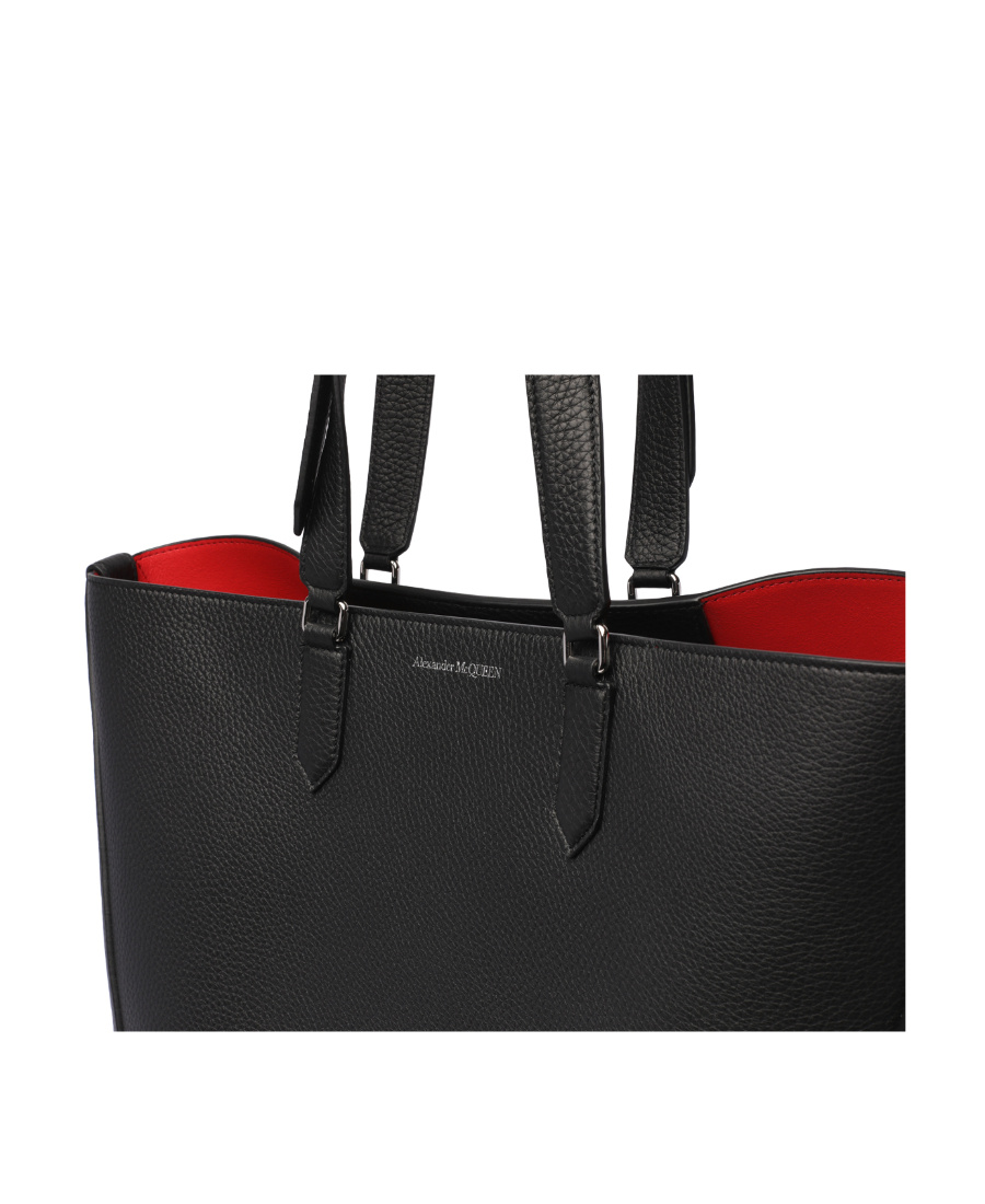 Alexander Mcqueen The Edge Leather Tote Bag In Black